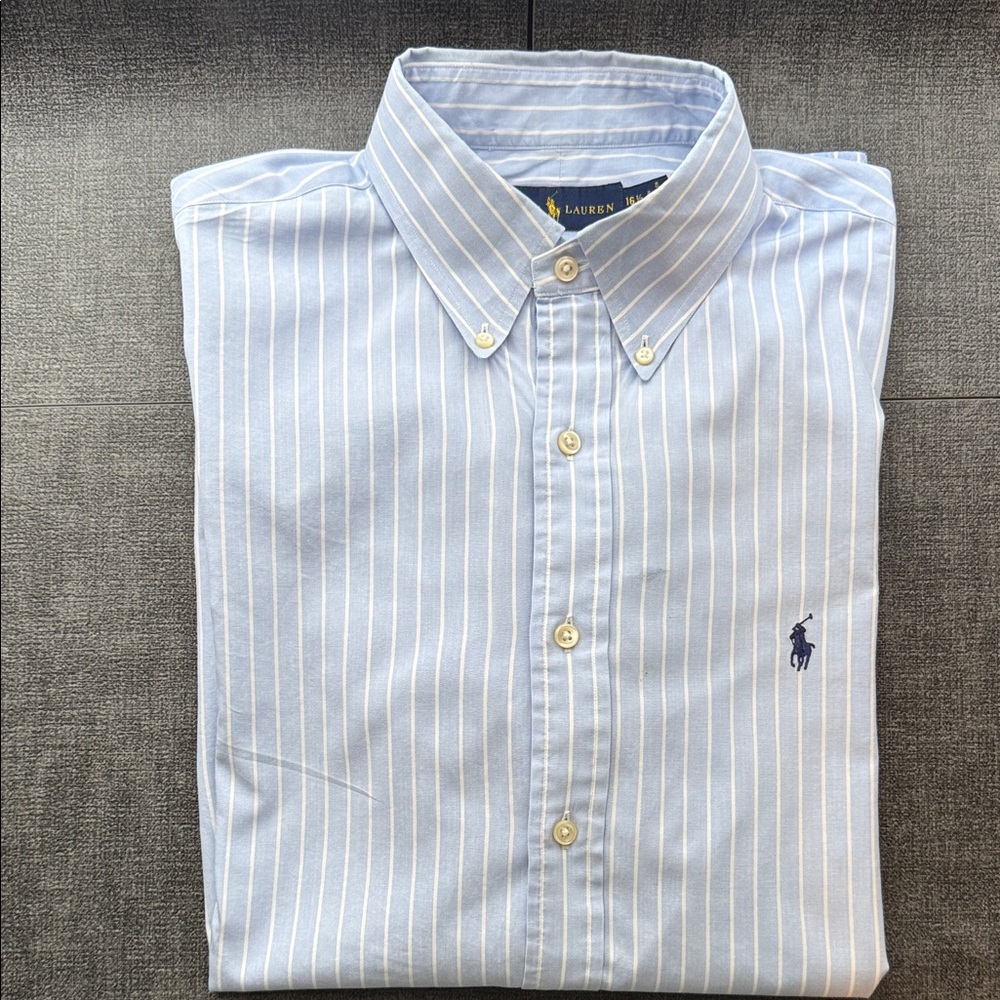 Ralph Lauren Men's Light Blue Pinstripe Shirt